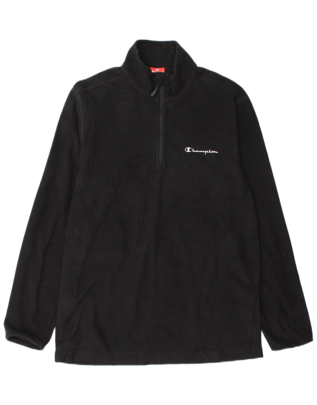 CHAMPION Herren-Fleecepullover mit Reißverschluss am Hals, großes, schwarzes Polyester