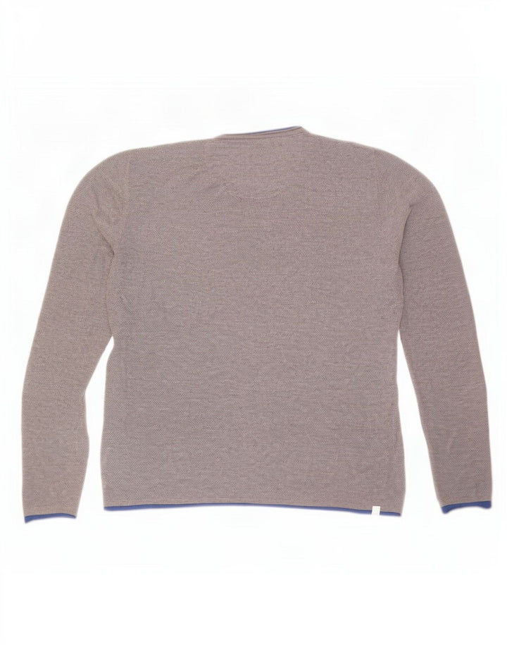 Fred Mello Herren-Pullover mit V-Ausschnitt, mittelgrau
