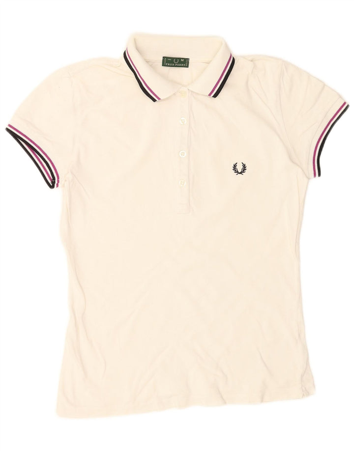 FRED PERRY Damen Poloshirt UK 12 Mittelweiße Baumwolle
