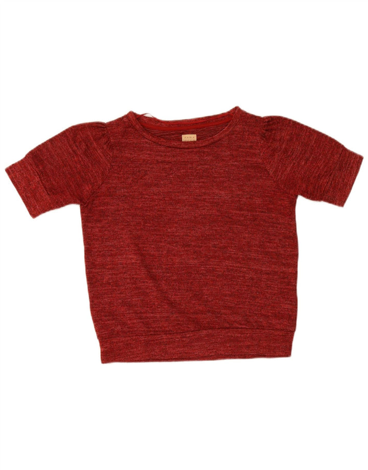 Zara Damen T-Shirt Top UK 10 Small Rot geflecktes Polyester