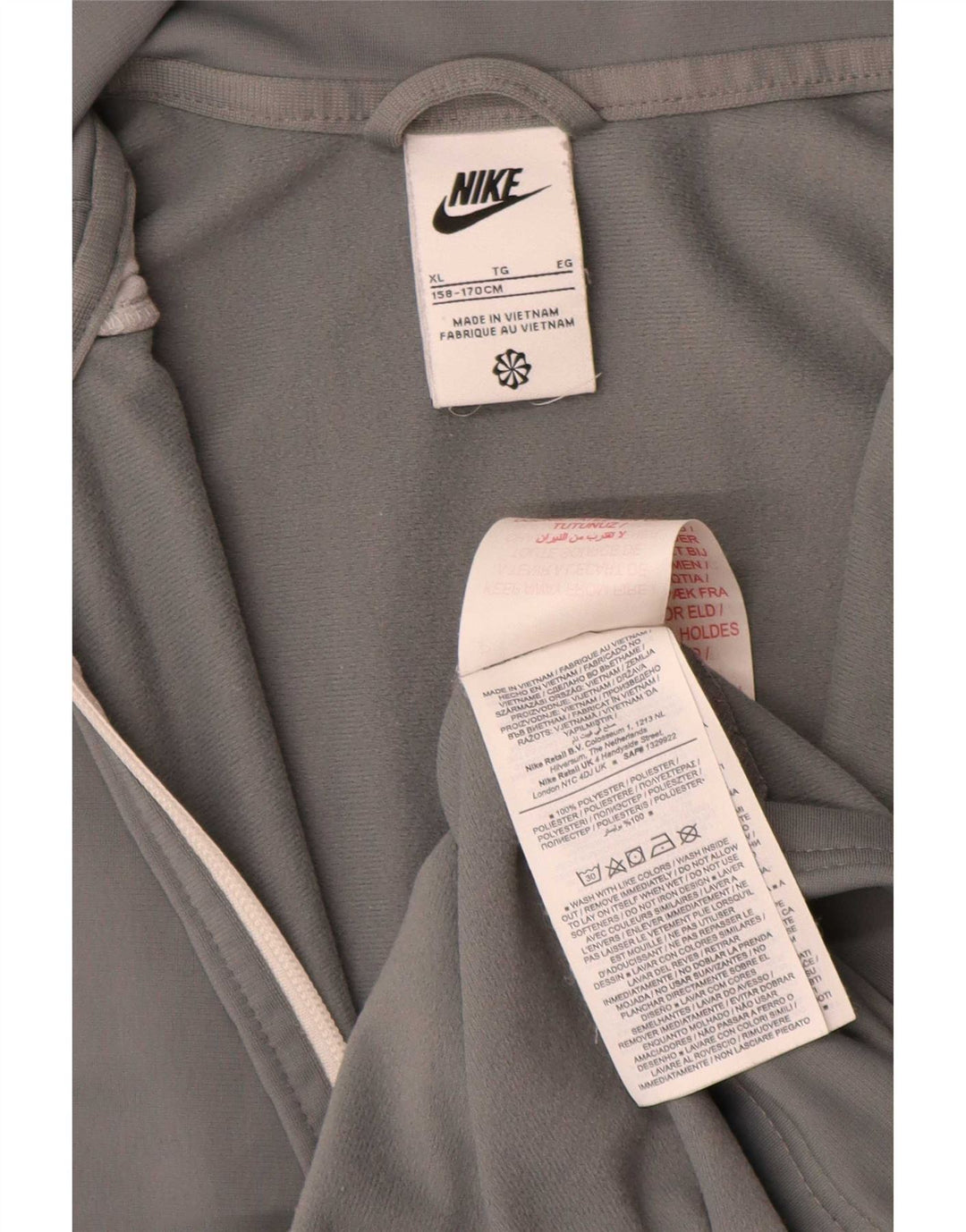 Nike Jungen-Trainingsanzug-Top-Jacke, 13–14 Jahre, XL, graues Colourblock-Polyester
