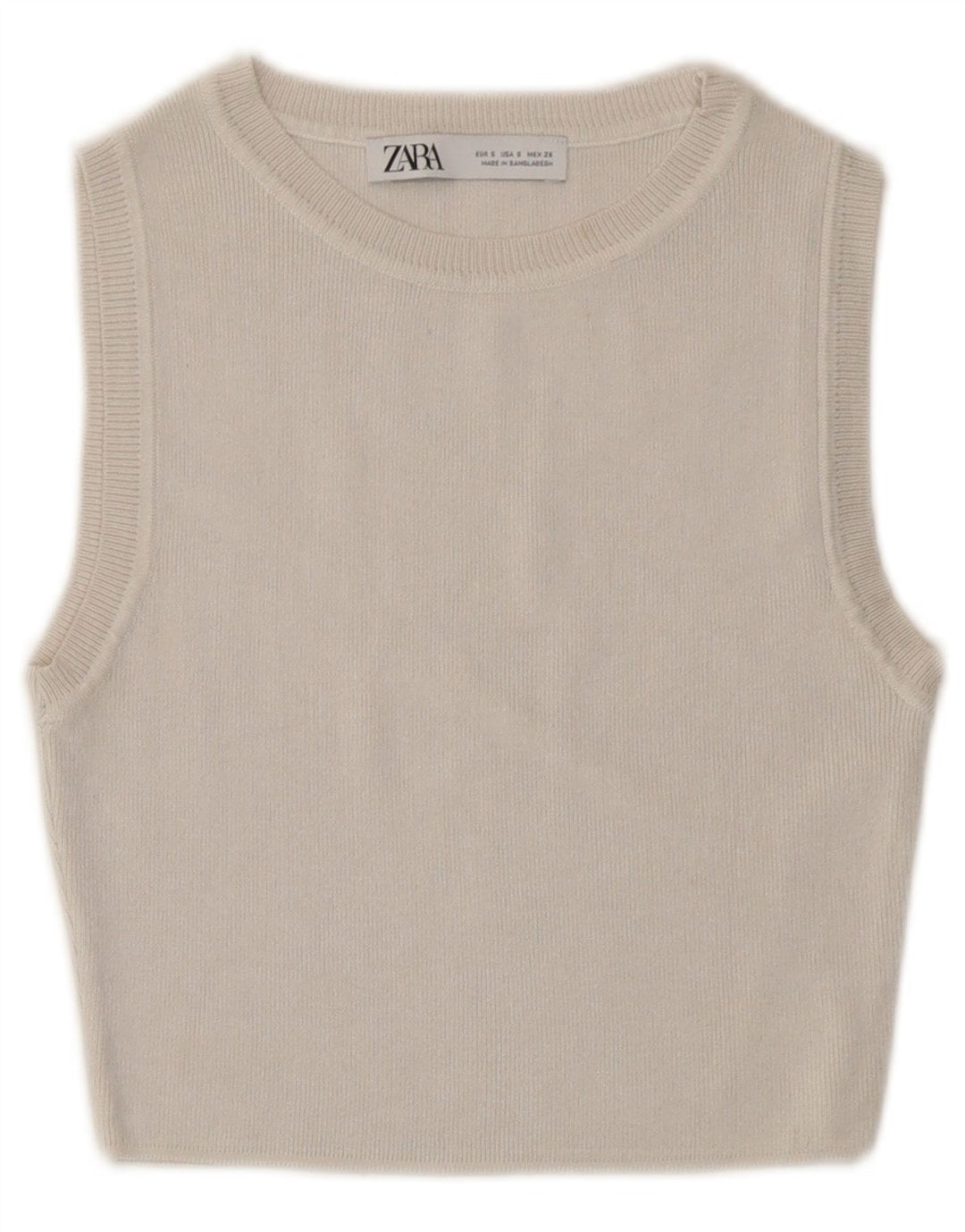 Zara Damen Pullover Crop Top UK 8 Small Off White Viscose