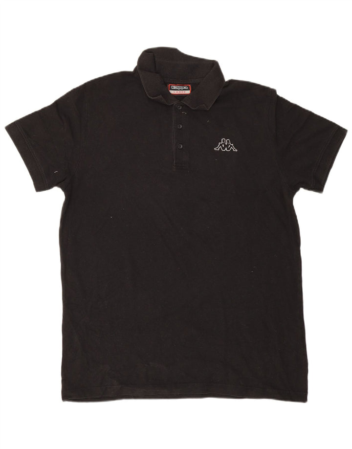 Kappa Herren-Poloshirt, groß, schwarze Baumwolle