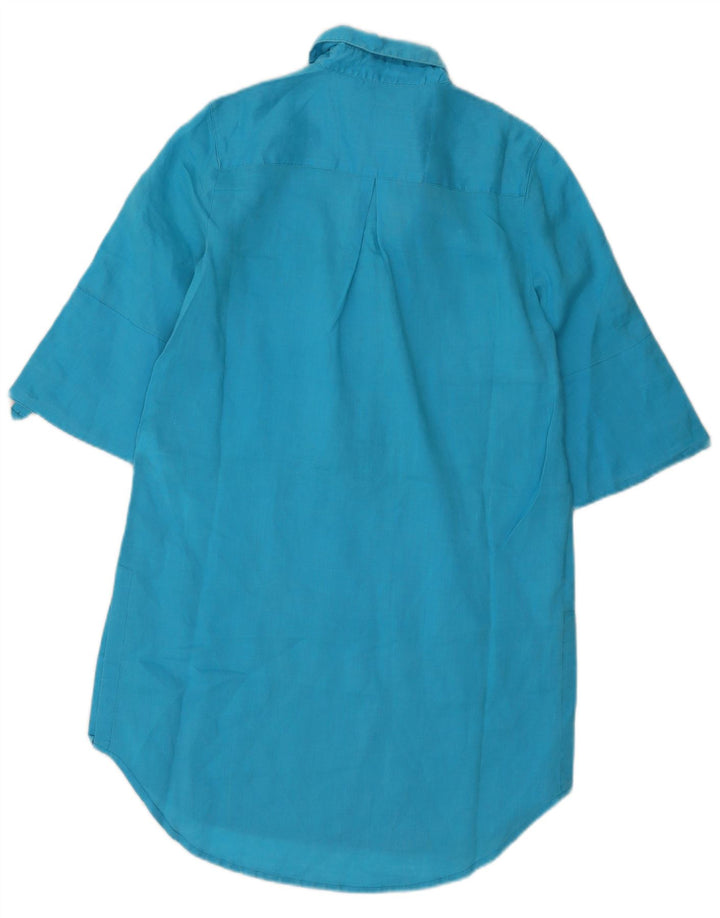 Zara Damen Pullover-Hemdkleid UK 10 Small Blue Ramie