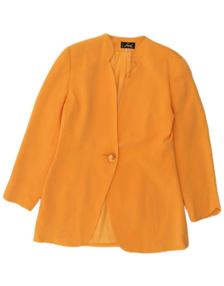 Vintage Damen 1 Knopf Blazer Jacke IT 44 Mittelorange Acetat
