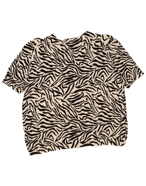 Marks & Spencer Damen Bluse Top UK 18 XL Off White Animal Print Viskose