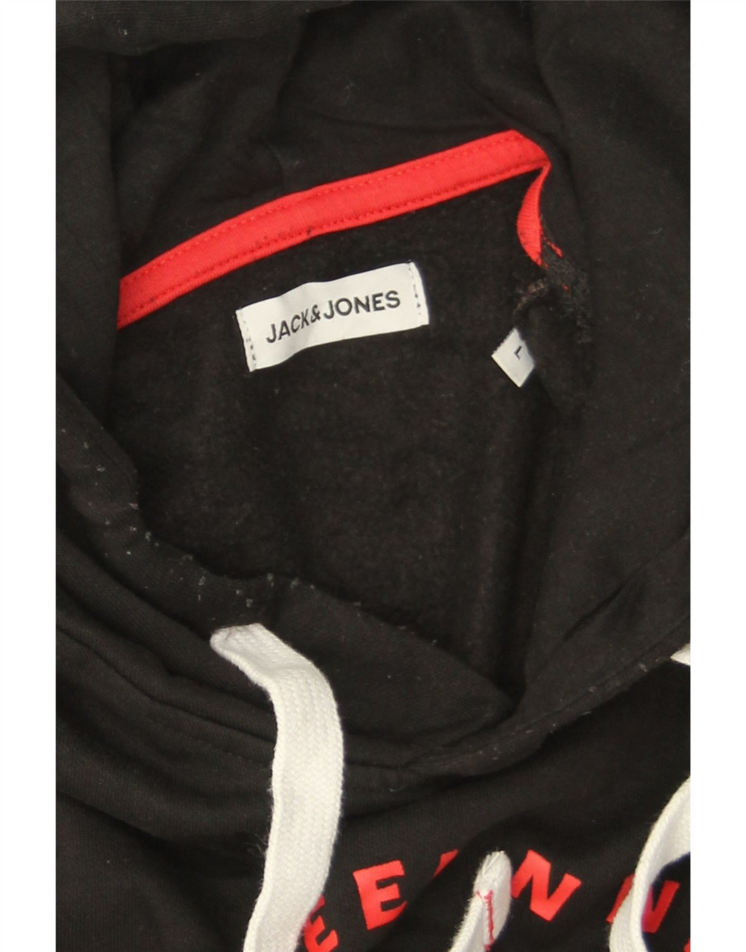 Jack & Jones Herren-Pullover mit grafischem Kapuzenpullover, Größe L, Schwarz
