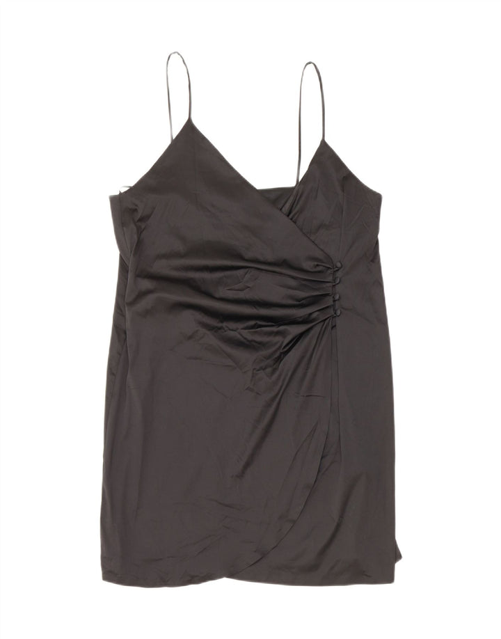 Kurzes Wickelkleid von ZARA für Damen, UK 12, Mittelschwarz, Polyester