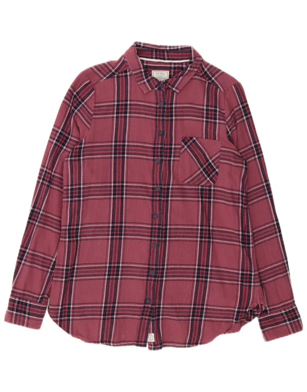 Fat Face Damen Flanellhemd UK 12 mittelrosa karierte Baumwolle