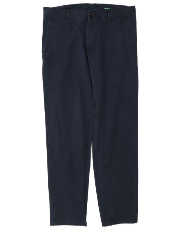 Benetton Damen gerade Chinohose IT 46 Large W32 L29 Marineblau