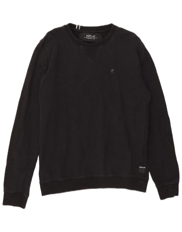 Replay Damen-Sweatshirt-Pullover UK 16 Large Schwarz Baumwolle