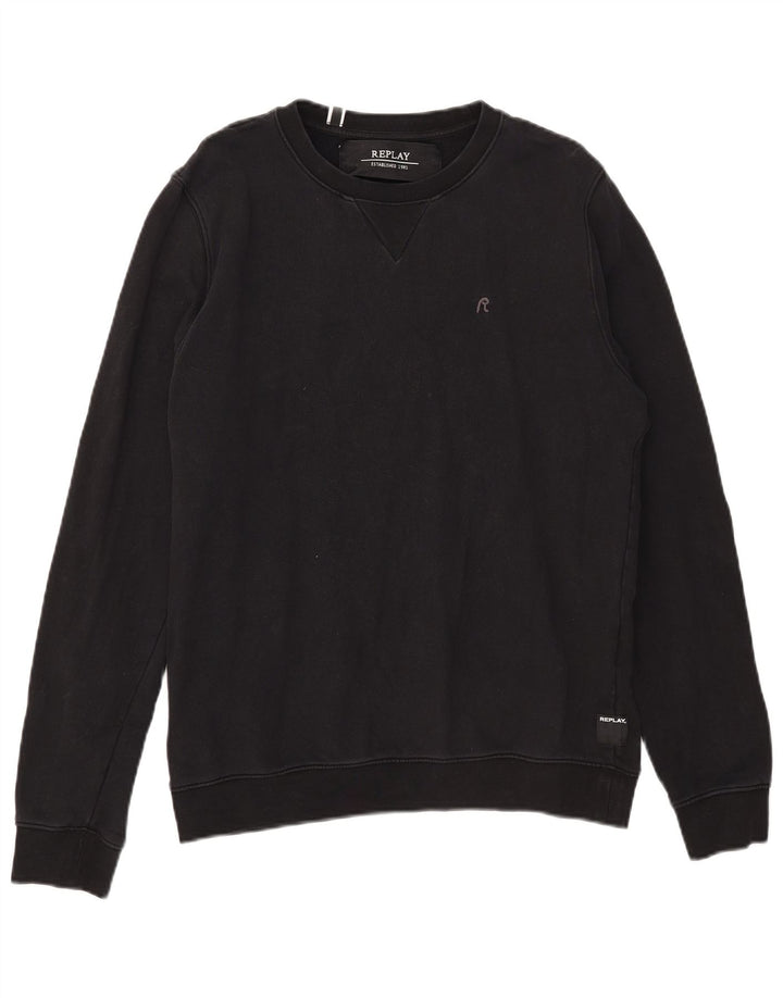 Replay Damen-Sweatshirt-Pullover UK 16 Large Schwarz Baumwolle