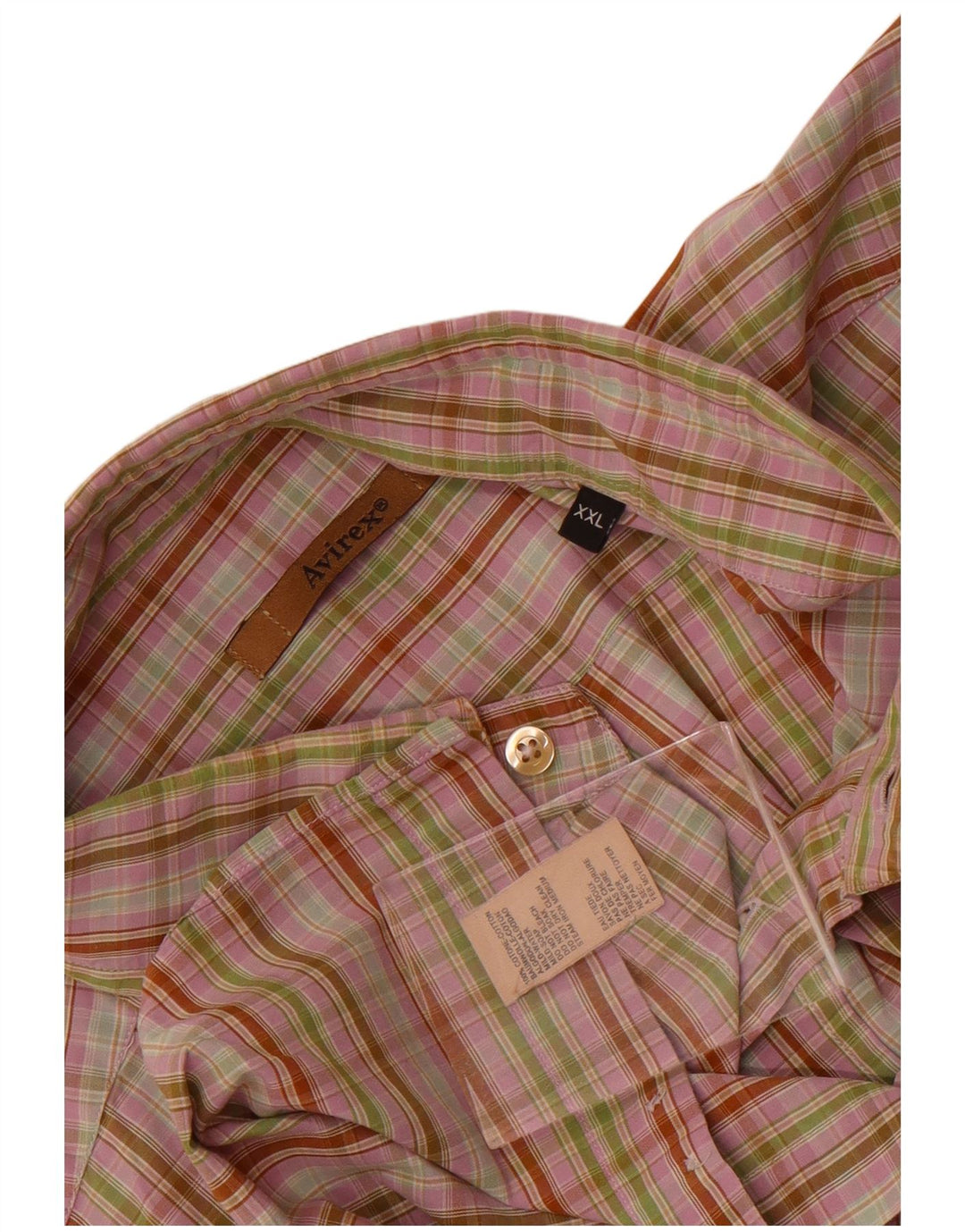 Avirex Herrenhemd 2XL, rosa kariert, Baumwolle