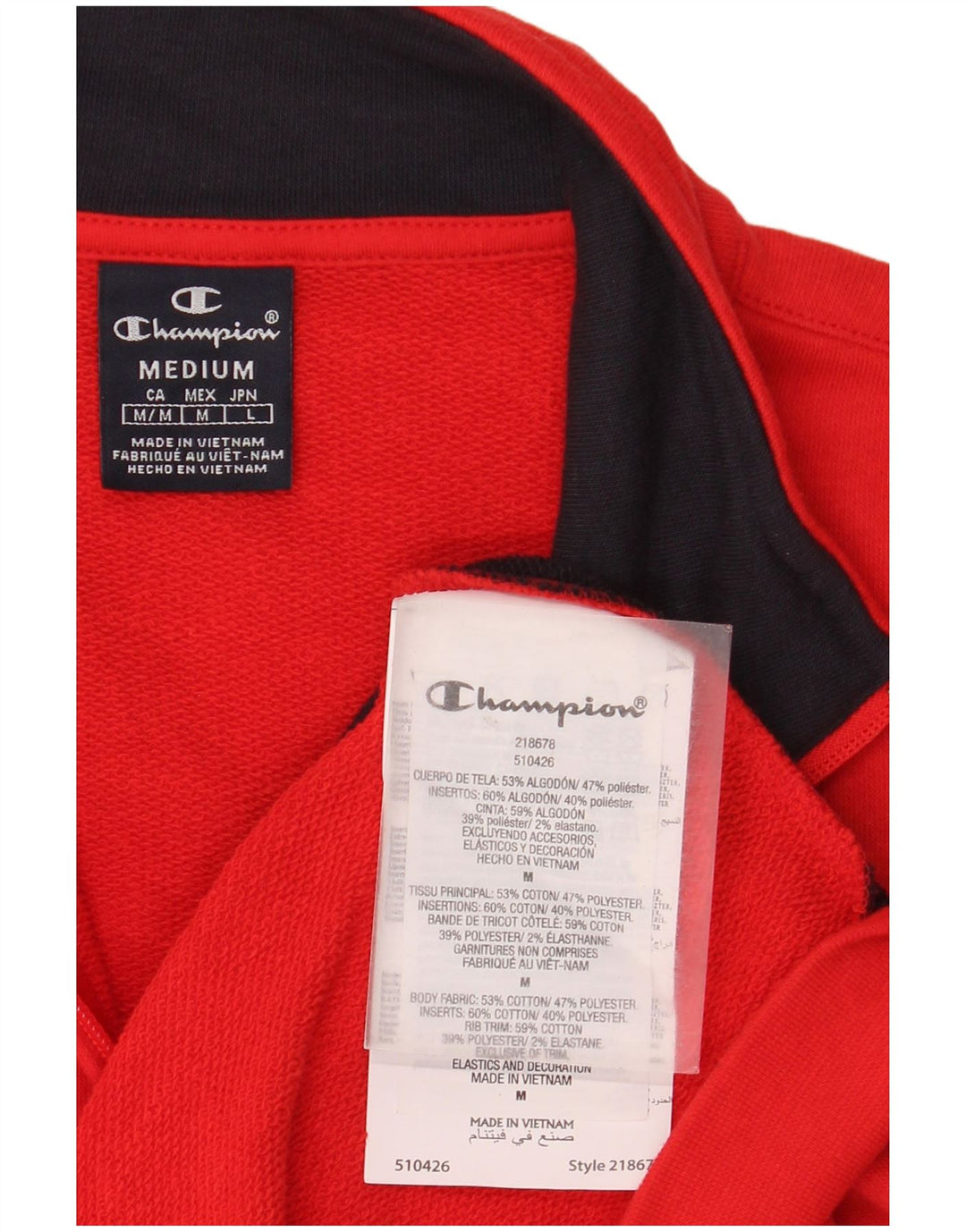 Champion Herren-Trainingsanzug-Oberjacke aus mittelroter Colourblock-Baumwolle