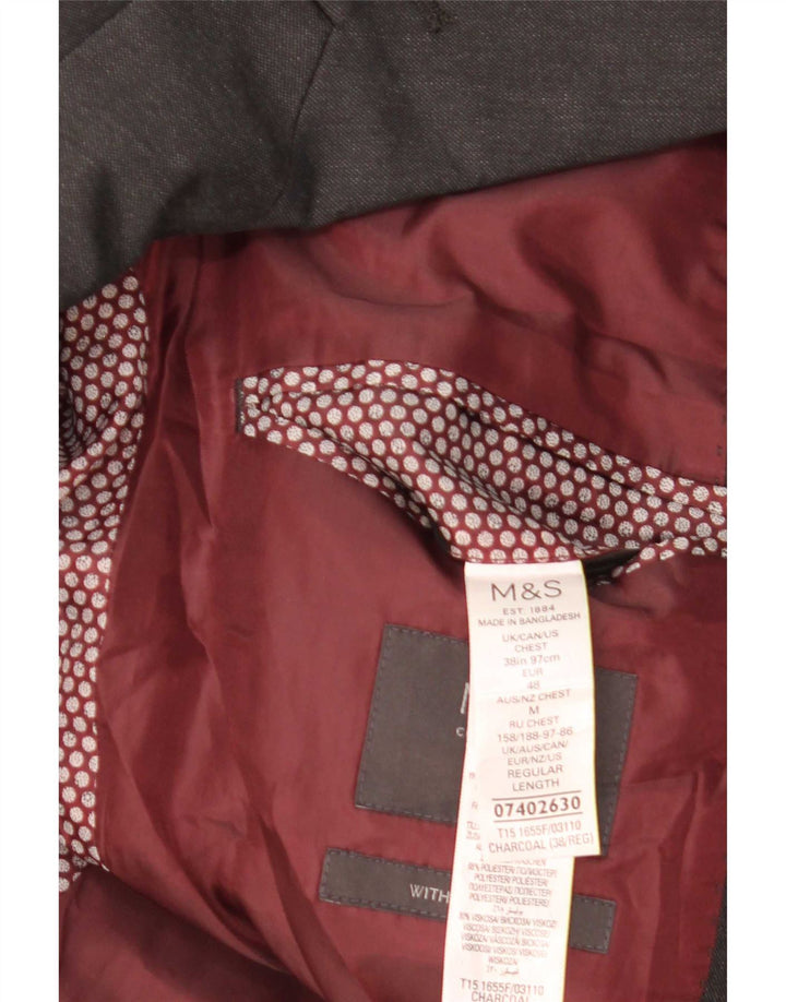 Marks & Spencer Herren-Blazer mit 2 Knöpfen, EU 48, mittelgraues Polyester