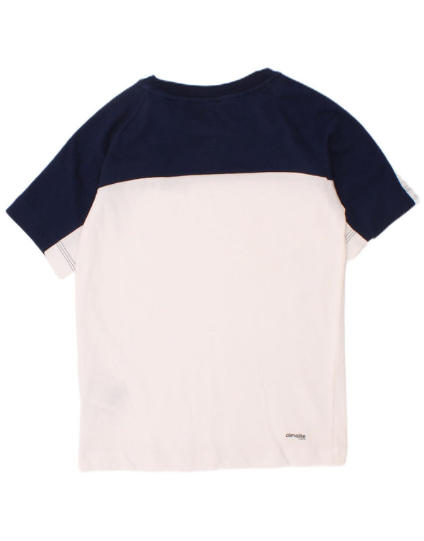 Adidas Jungen Climalite T-Shirt Top 7–8 Jahre weiße Colourblock-Baumwolle