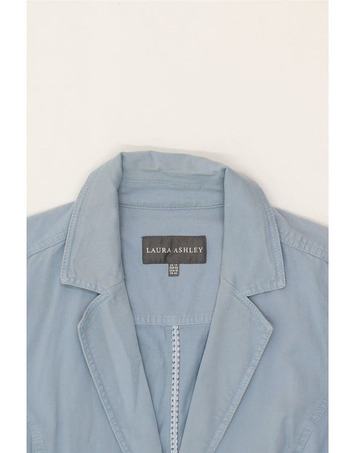 LAURA ASHLEY Womens 2 Button Blazer Jacket UK 14 Medium Blue Cotton Vintage Laura Ashley and Second-Hand Laura Ashley from Messina Hembry 