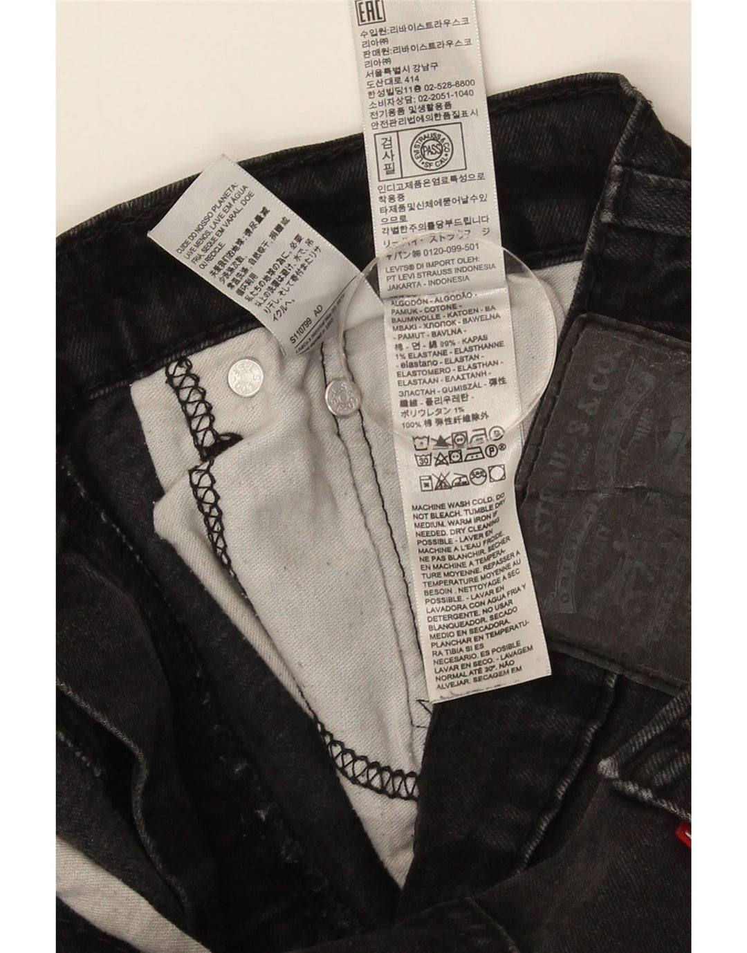 Levi's Herren 502 Tapered Jeans W33 L27 Schwarze Baumwolle