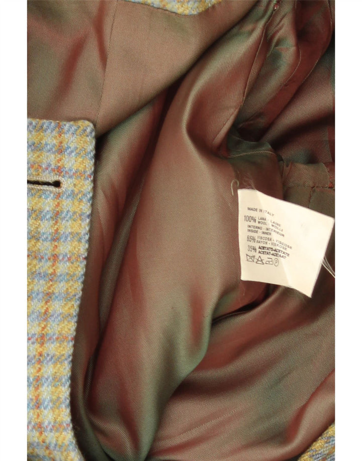 Henry Cottons Damen-Blazerjacke mit 3 Knöpfen, IT 42, mittelgrüne Gingham-Wolle
