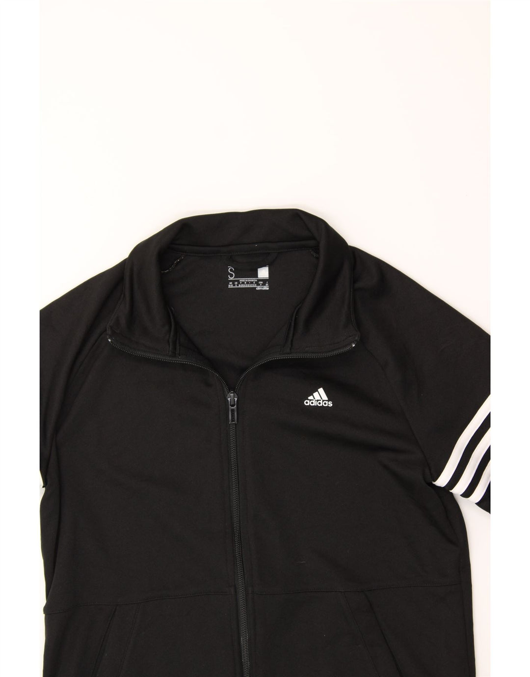 ADIDAS Womens Climalite Tracksuit Top Jacket UK 8/10 Small Black Polyester Vintage Adidas and Second-Hand Adidas from Messina Hembry 