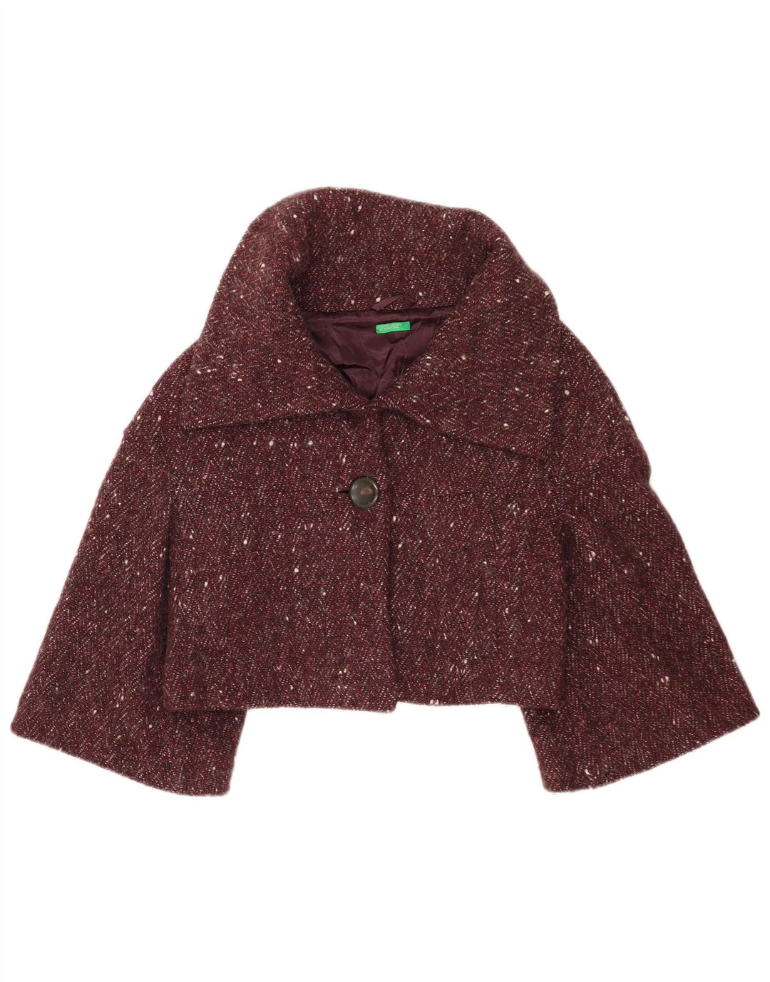 Benetton Damen Bolero-Jacke IT 42 Medium Burgundy Melierte Wolle