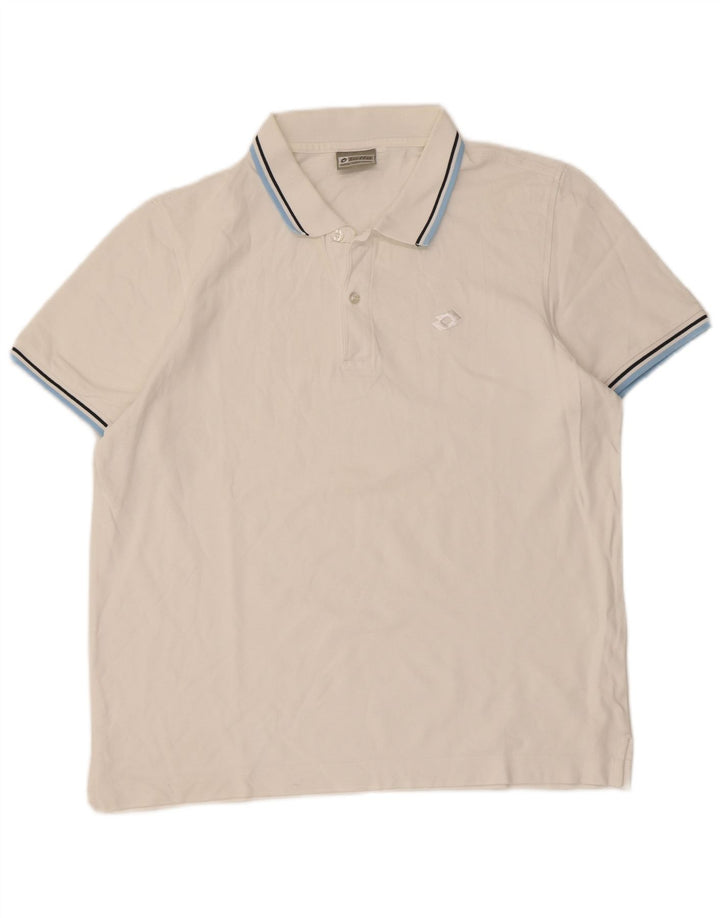 Lotto Herren-Poloshirt, groß, weiß gestreift, Baumwolle
