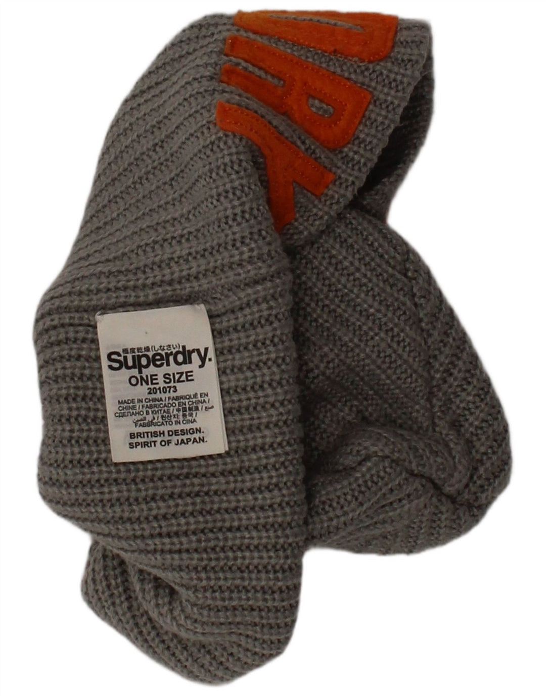 Superdry Herren Strickmütze mit Grafik, Einheitsgröße, graues Acryl-Logo