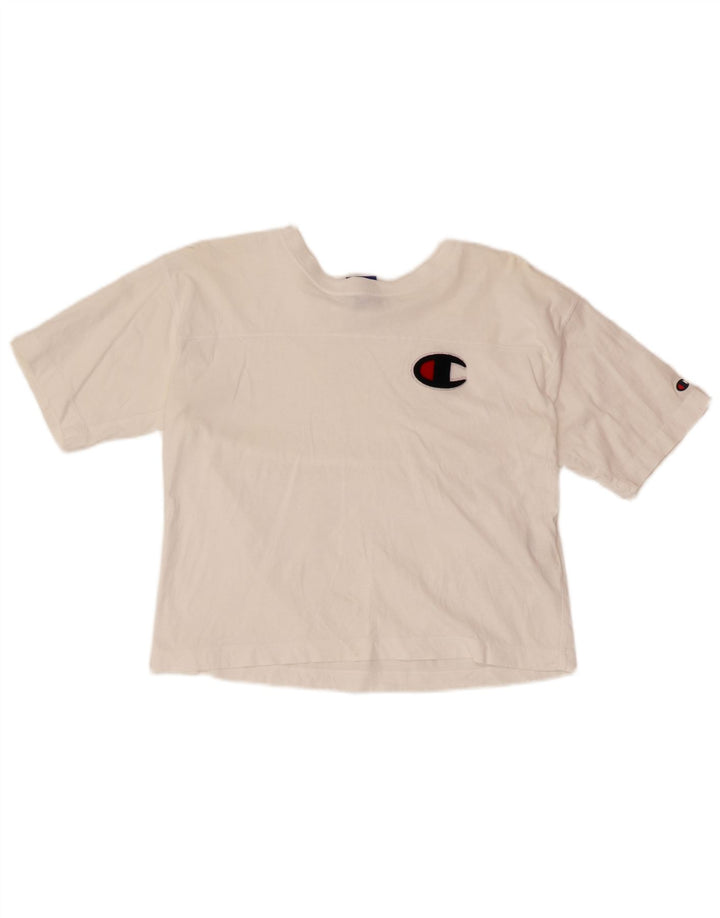 CHAMPION Damen Crop T-Shirt Top UK 10 Small Weiße Baumwolle