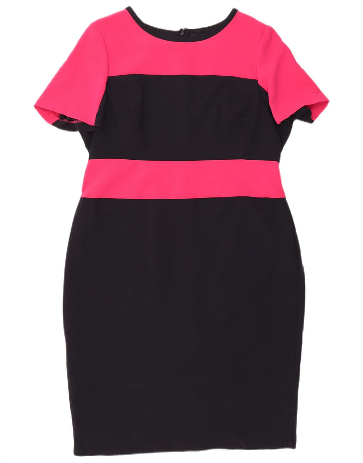 MARKS & SPENCER Damen Etuikleid UK 18 XL Schwarzes Colourblock-Polyester