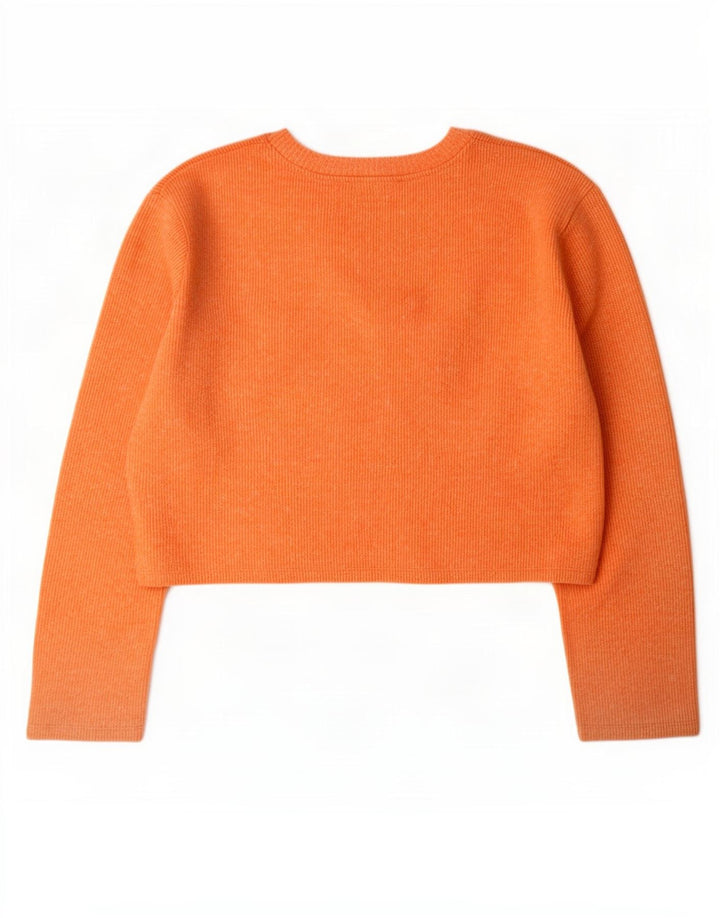 Zara Damen Crop Oversized Top Langarm UK 10 Small Orange Polyester