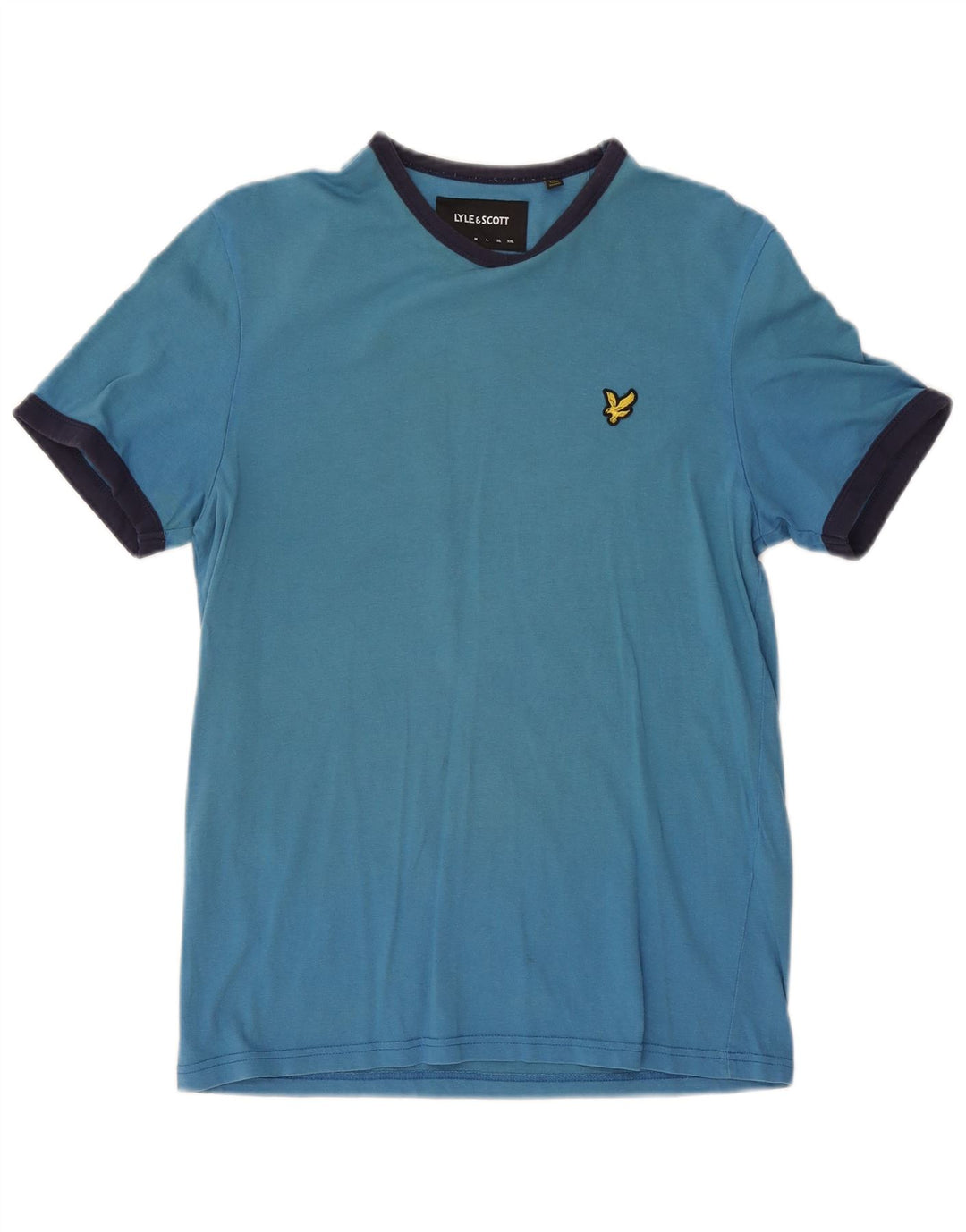 Lyle & Scott Herren T-Shirt Top Small Blau Colourblock Baumwolle