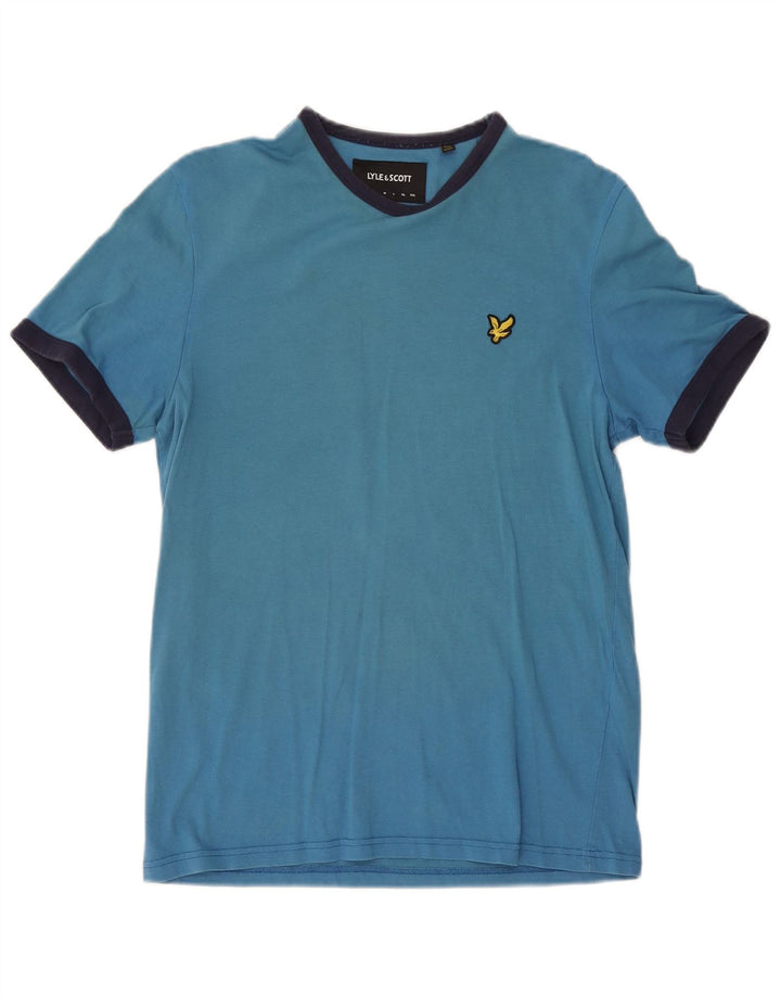 Lyle & Scott Herren T-Shirt Top Small Blau Colourblock Baumwolle