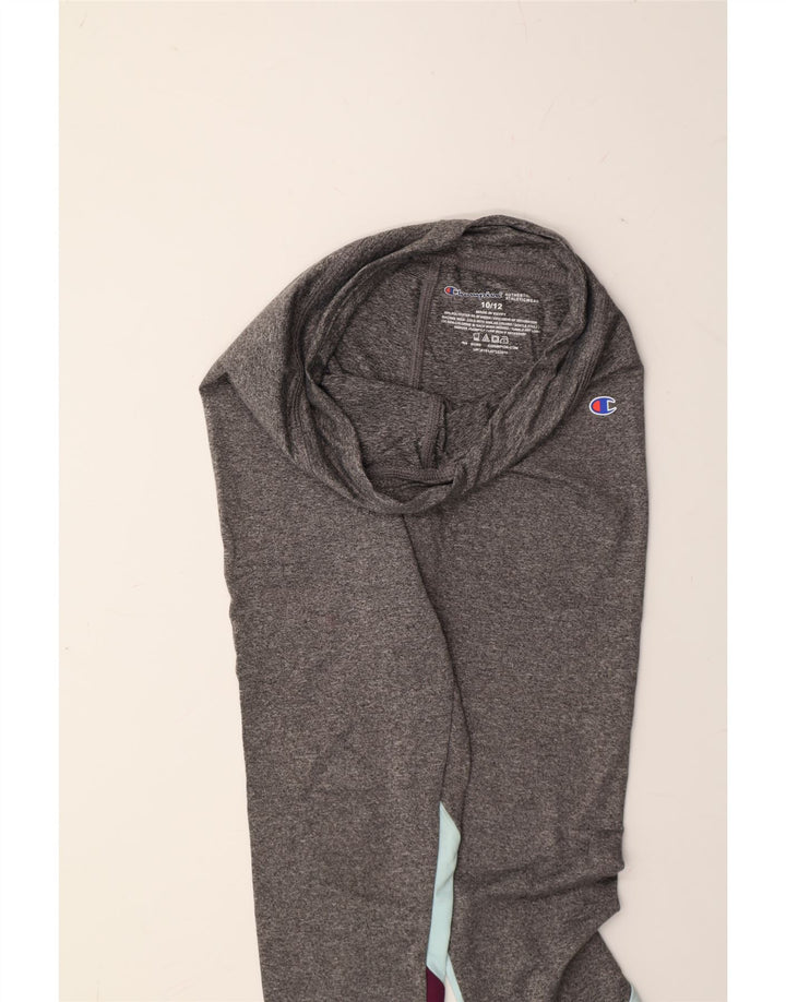 CHAMPION Girls Leggings 10-11 Years Grey Colourblock Polyester Vintage Champion and Second-Hand Champion from Messina Hembry 