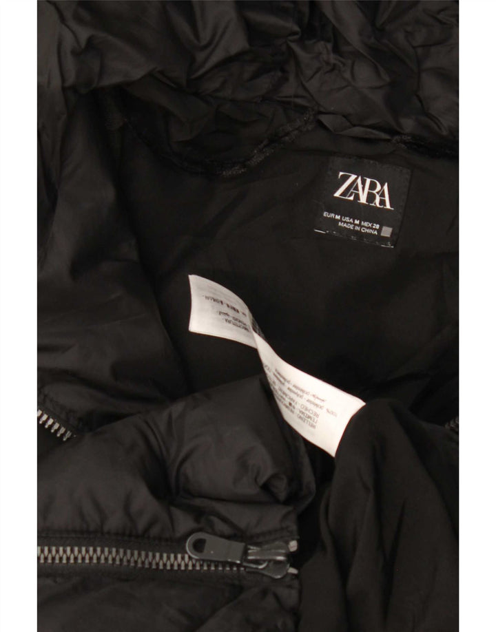 Zara Damen Kapuzenmantel, gepolstert, UK 14, Mittelschwarz, Polyester