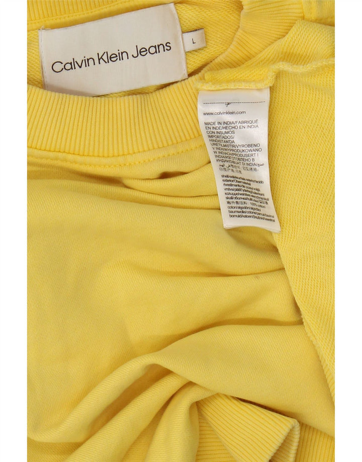 Calvin Klein Jeans Damen Übergroßer Sweatshirt-Pullover UK 16 Large Gelb