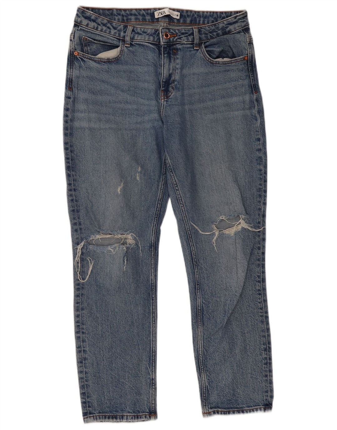 ZARA Damen Distressed Slim Jeans EU 40 Mittel W30 L27 Blau