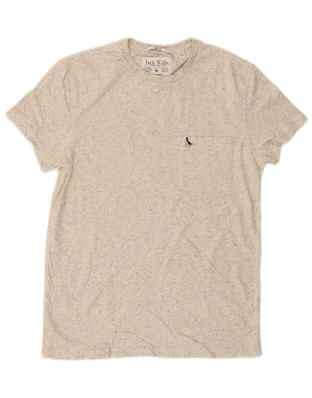 Jack Wills Herren-T-Shirt-Oberteil aus mittelbeiger, gesprenkelter Baumwolle