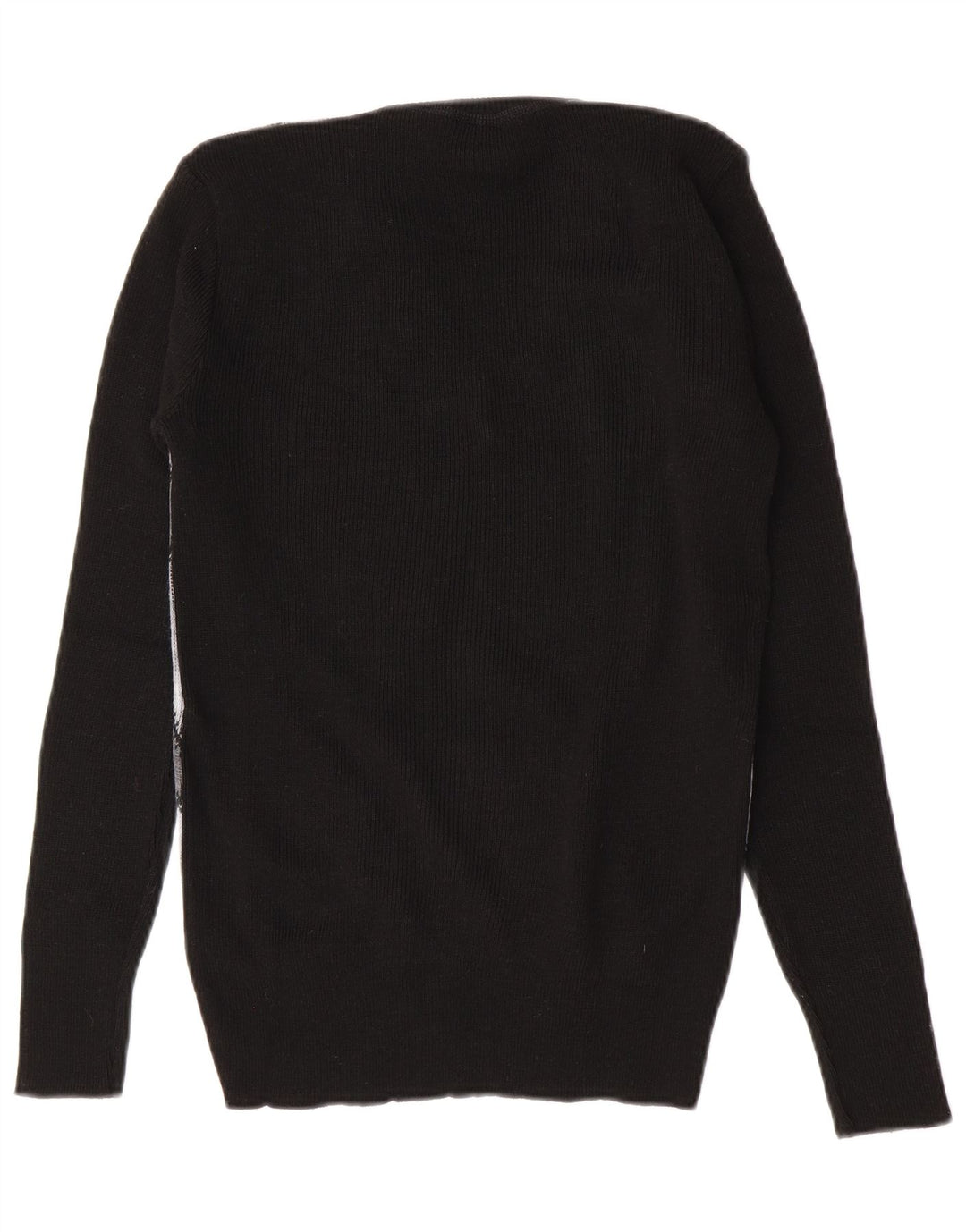 Vintage Herren Pullover mit V-Ausschnitt IT 52 Großes schwarzes Chevron-Polyacryl