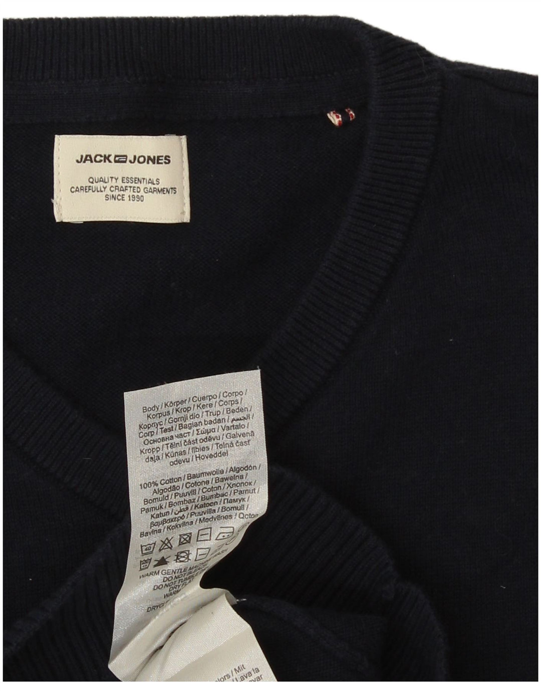 Jack & Jones Herren-Pullover mit V-Ausschnitt, Größe S, marineblaue Baumwolle