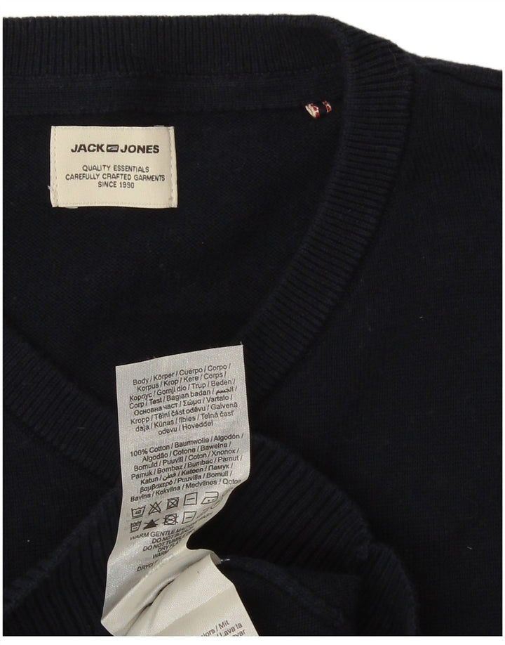 Jack & Jones Herren-Pullover mit V-Ausschnitt, Größe S, marineblaue Baumwolle