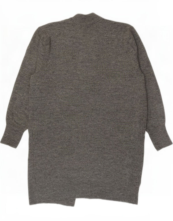 Zara Damen Longline Open Cardigan Pullover UK 14 Mittelgraues Acryl
