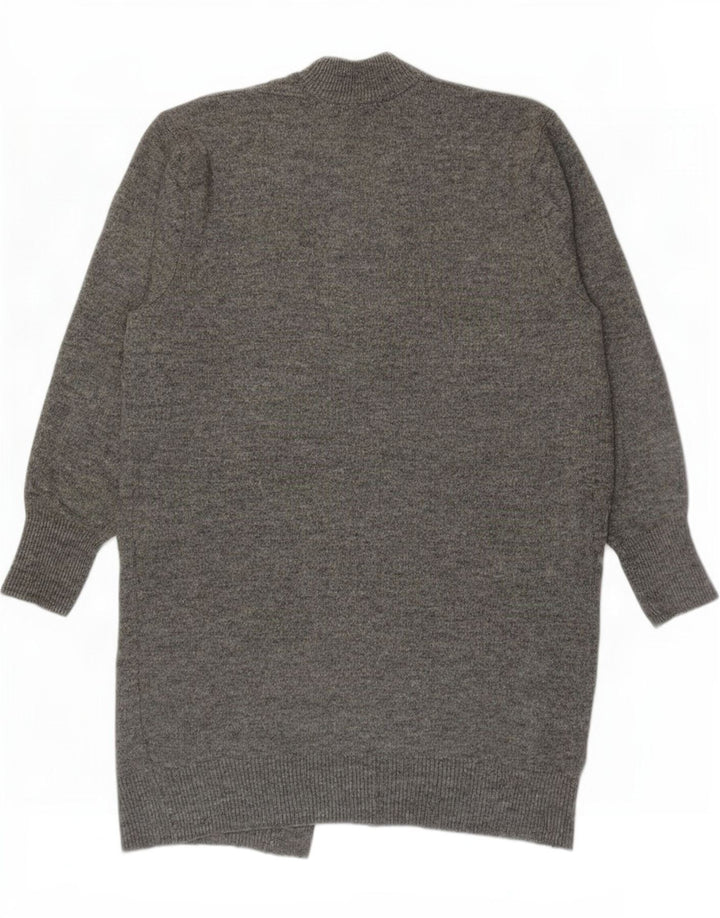 Zara Damen Longline Open Cardigan Pullover UK 14 Mittelgraues Acryl