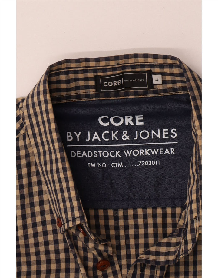 Jack & Jones Herrenhemd, großes braunes Gingham-Karomuster