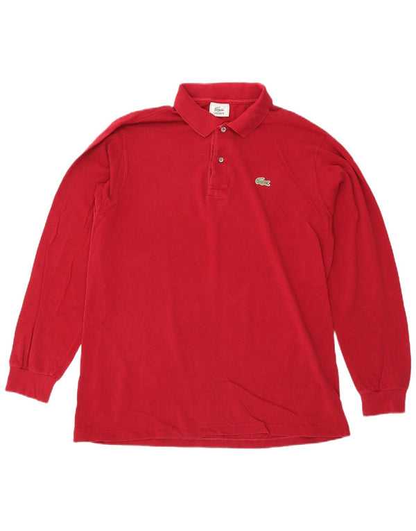 Lacoste Herren-Langarm-Poloshirt, Größe 4, mittelrote Baumwolle