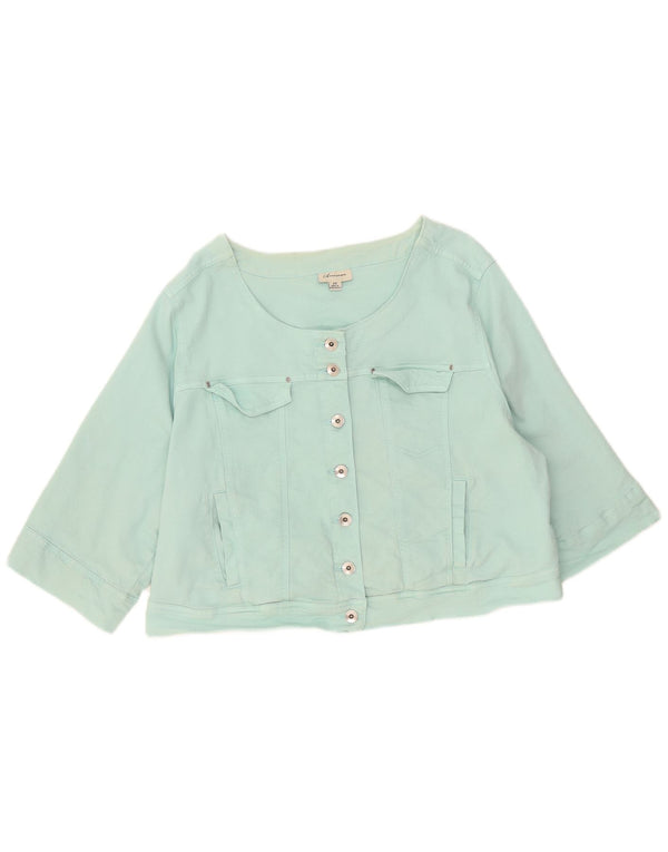 Marks & Spencer Damen Crop 3/4 Ärmel Jeansjacke UK 22 3XL Türkis