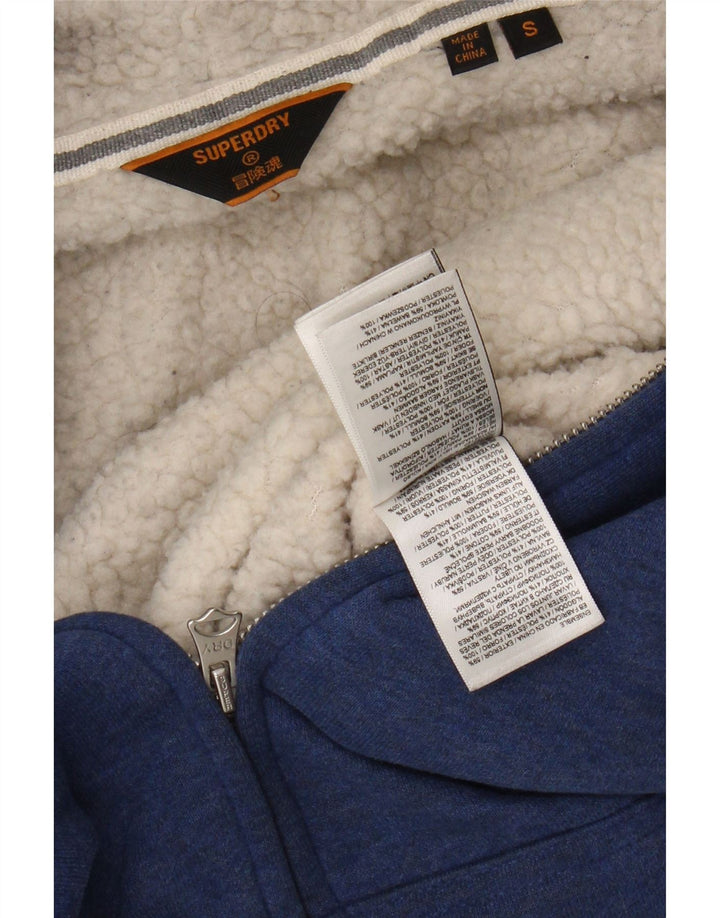 Superdry Herren-Kapuzenpullover mit Reißverschluss, klein, aus blauer Baumwolle