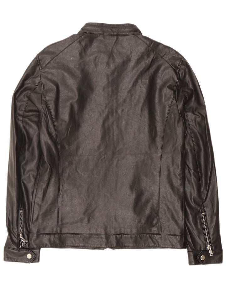 Zara Herren Lederjacke UK 38 Medium Schwarz