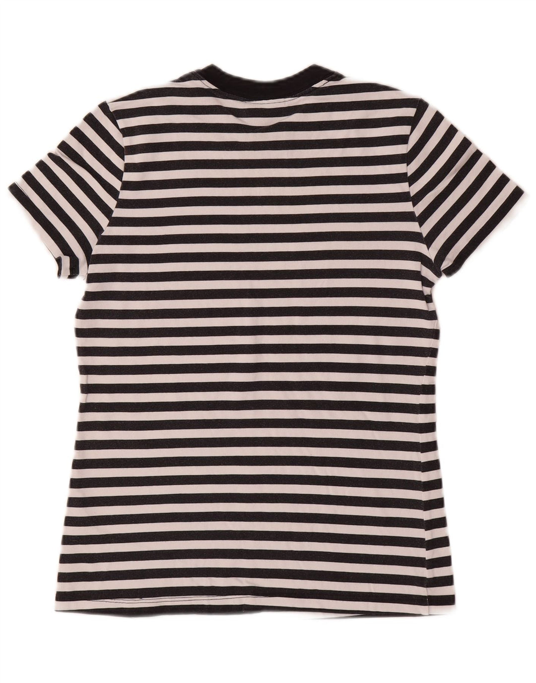 NIKE Damen Grafik-T-Shirt Top UK 10 Small Schwarz gestreift Baumwolle