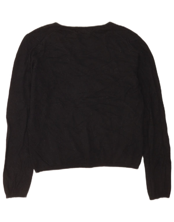 Marks & Spencer Damen Crop Pullover mit V-Ausschnitt, UK 14, Mittelschwarz