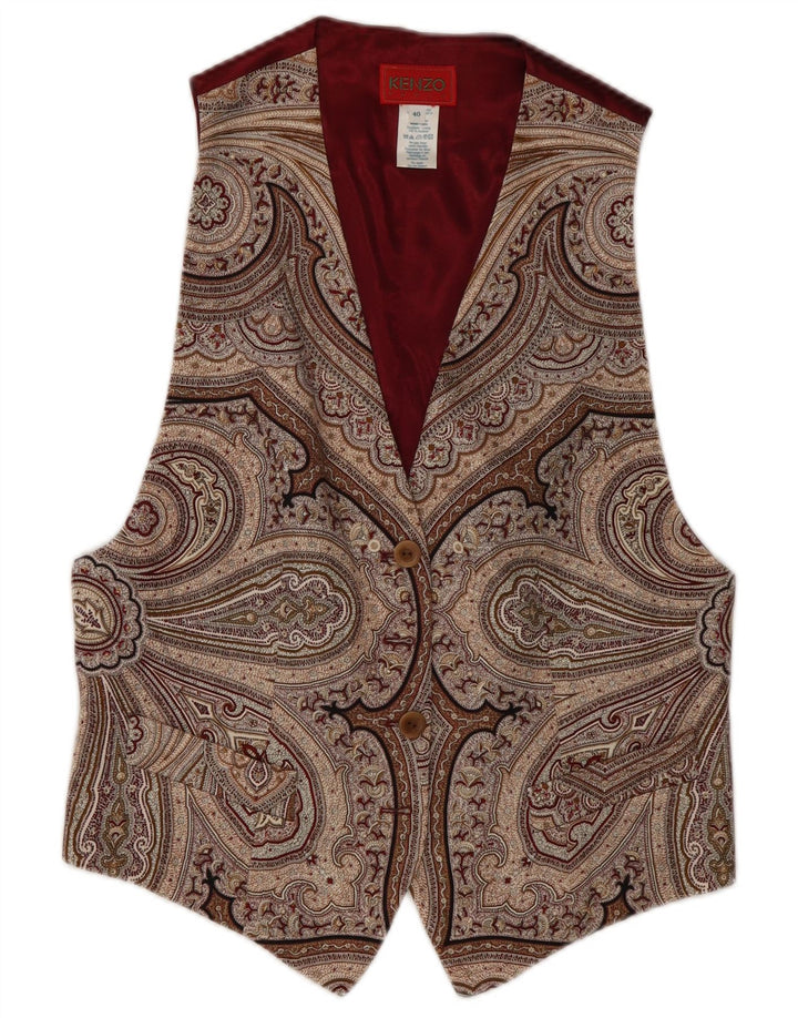 Kenzo Damen Weste EU 40 Medium Mehrfarbige Paisley-Wolle